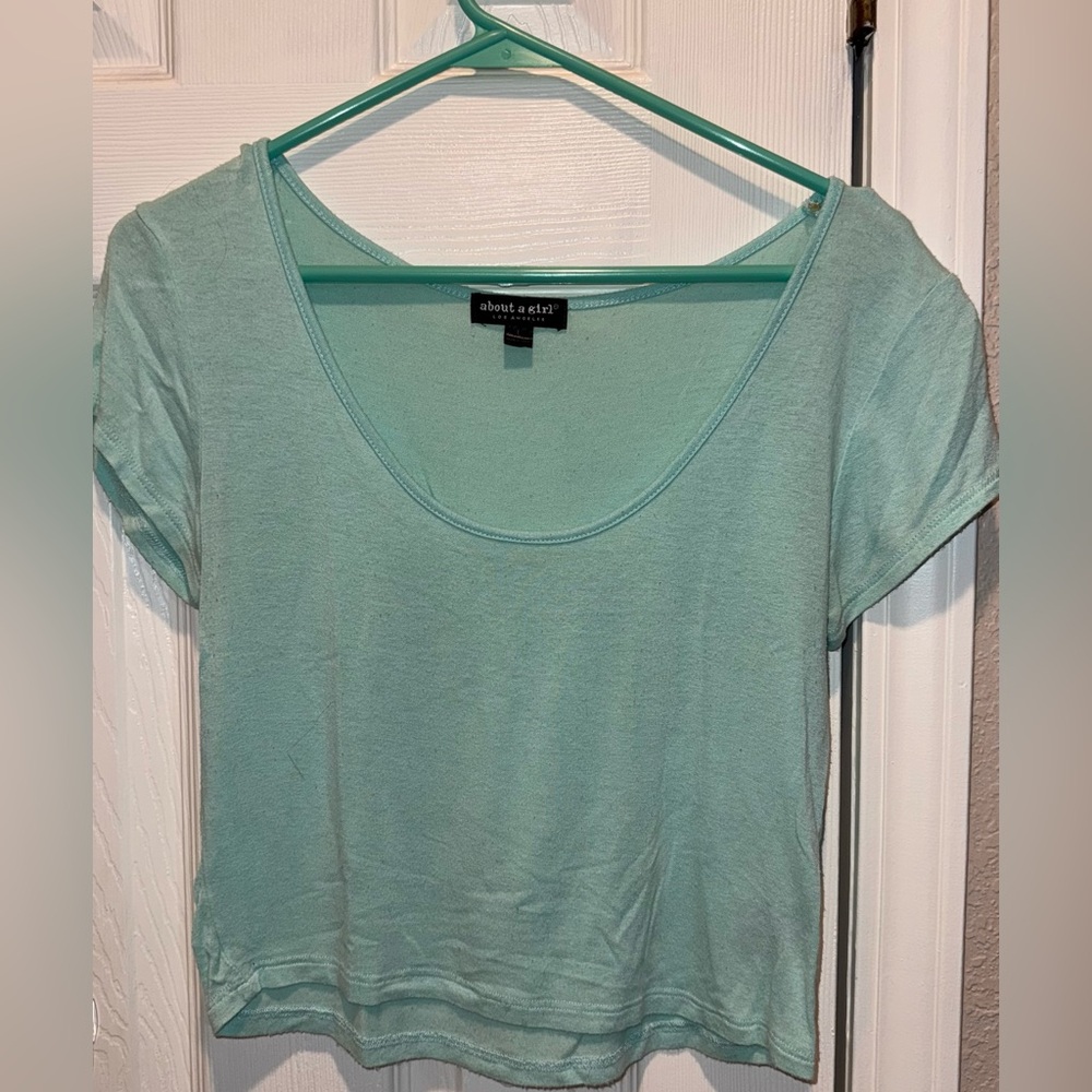 About A Girl Mint Green Scoop Neck Top